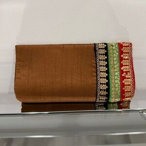 Indian Brown Half Beaded Clutch Wallet